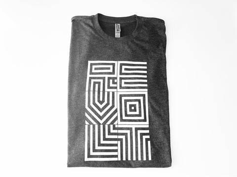 Revolt Modern Graphic Crew Neck T-Shirt in Dark Grey Heather- Unisex