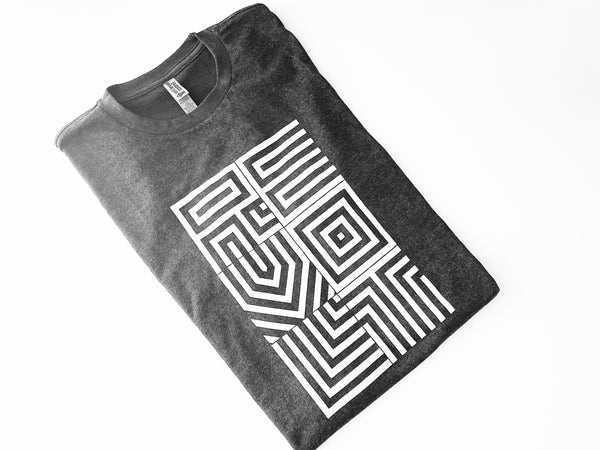 Revolt Modern Graphic Crew Neck T-Shirt in Dark Grey Heather- Unisex