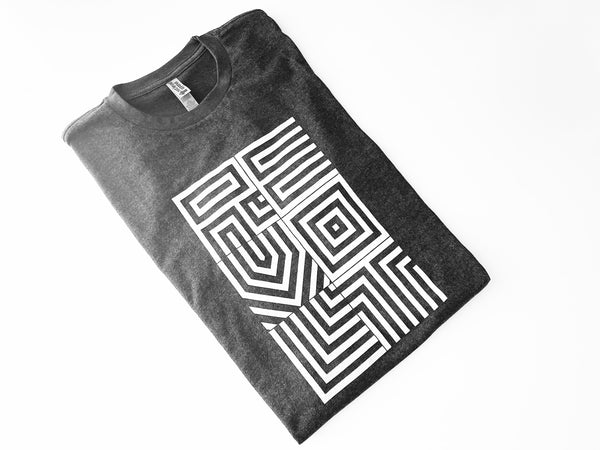 Revolt Modern Graphic Crew Neck T-Shirt in Dark Grey Heather- Unisex