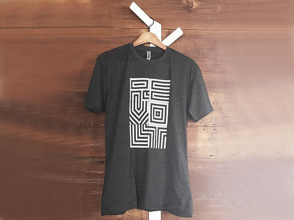 Revolt Modern Graphic Crew Neck T-Shirt in Dark Grey Heather- Unisex