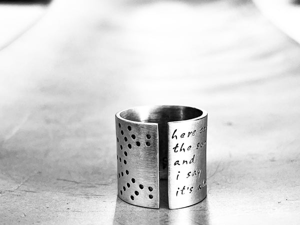 Sun Ring with Custom Personalized Words or Lyrics