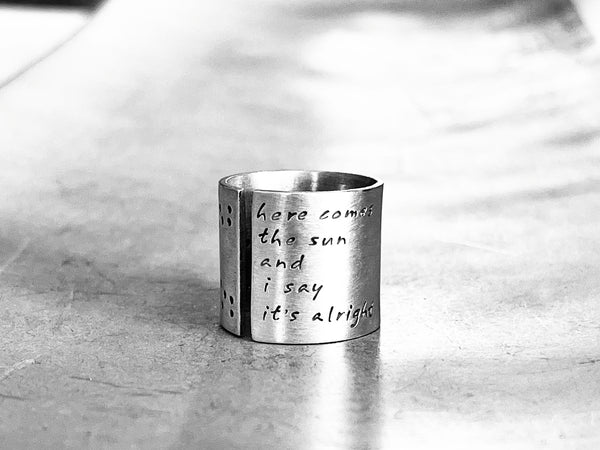 Sun Ring with Custom Personalized Words or Lyrics