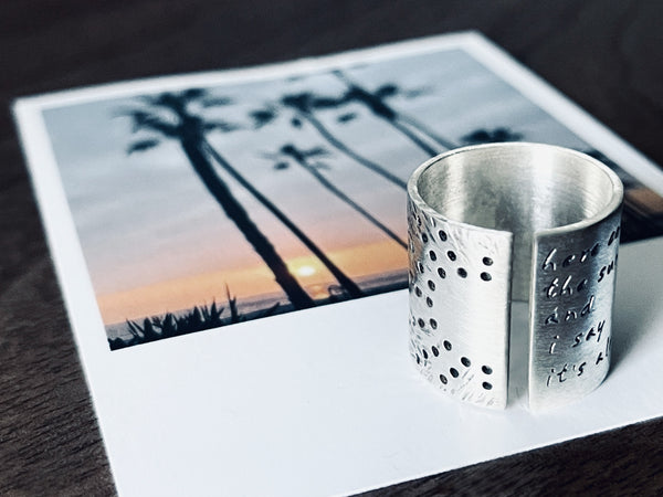 Sun Ring with Custom Personalized Words or Lyrics
