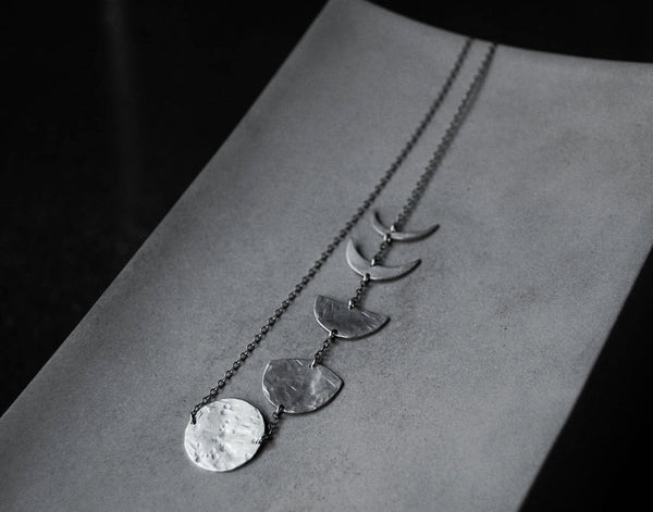 Moon Phases Necklace- Handcrafted Silver