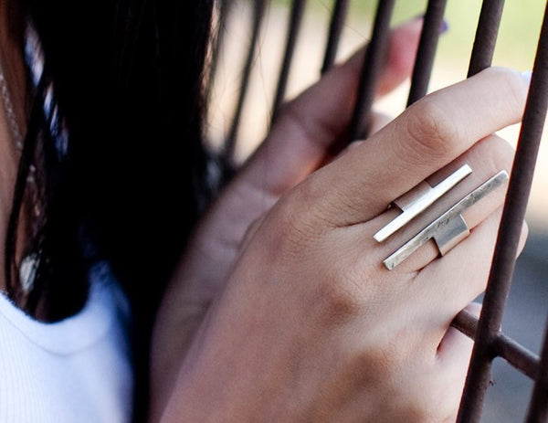 Balancing Act Square Bar Ring