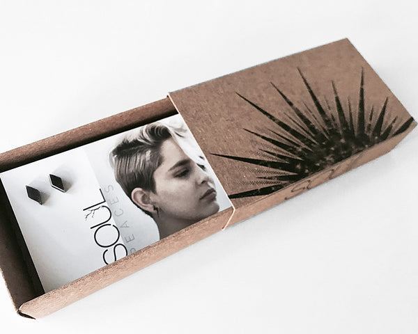 Diamond Shape Studs in Black or Silver- Shine on You Crazy Diamond