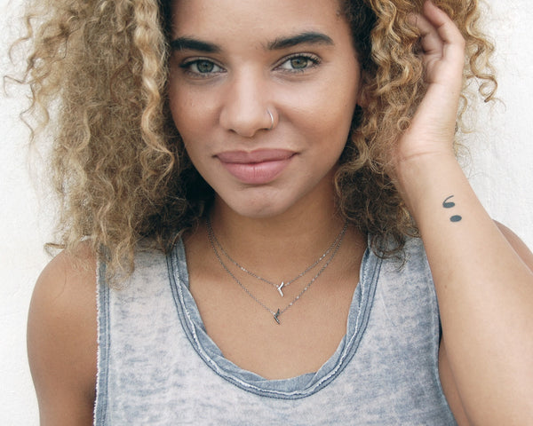 Blackbird Necklace in Brushed Sterling Silver