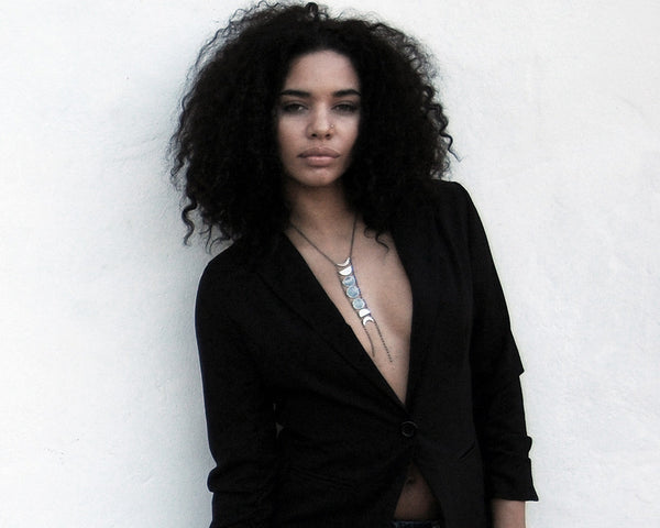 Blood Moon Lunar Eclipse Necklace- Moon Phases on Long Chain