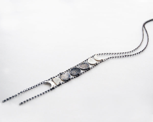 Blood Moon Lunar Eclipse Necklace- Moon Phases on Long Chain