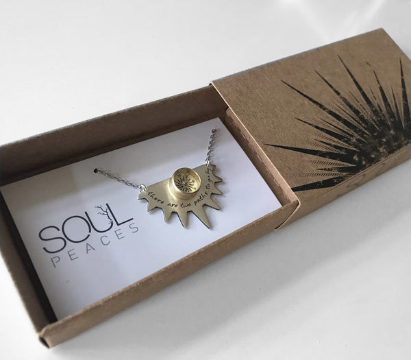 Sun Shape Necklace with Working Compass- Custom Words
