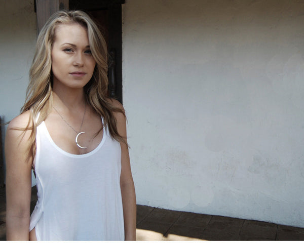 Large Hammered Crescent Moon with Brass Star Rivet