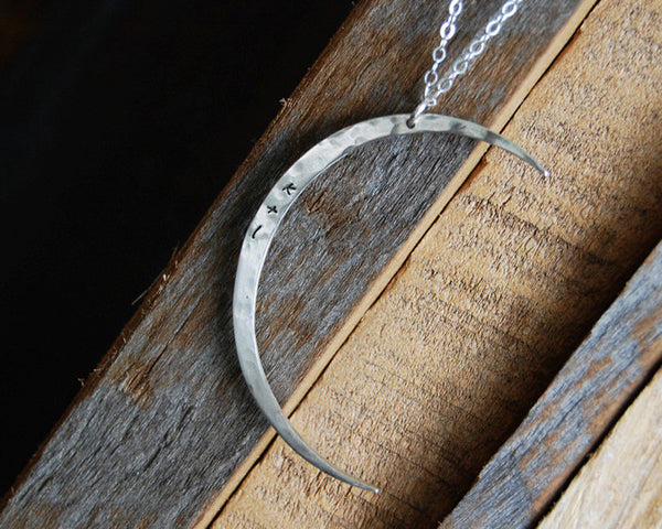 Crescent Moon and Stars Initials Necklace