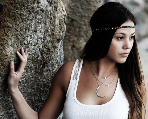 Crescent Moon and Stars Necklace Set