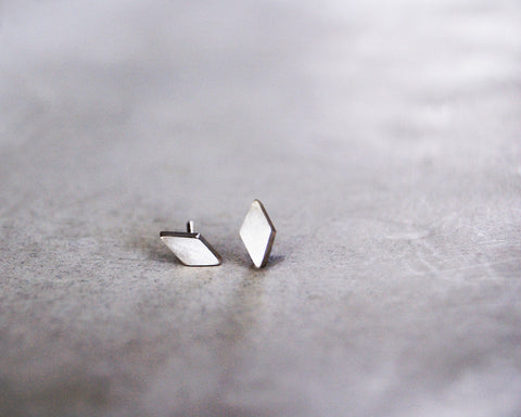 Diamond Shape Studs in Black or Silver- Shine on You Crazy Diamond