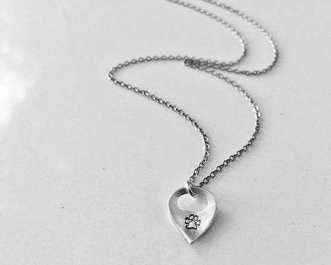 Dog Paw Lotus Petal Necklace - Custom Lower Case Initial or Dog Paw