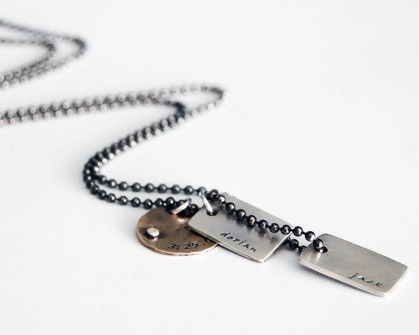 Discreet Double Dog Tag Rustic Personalized Necklace