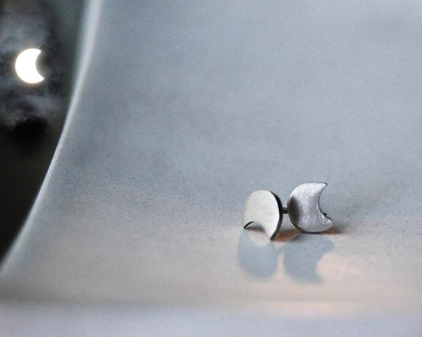 Eclipse Studs- Moon Earrings