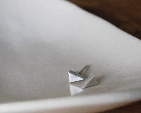 Handcrafted Geometric Triangle Studs