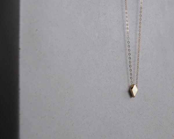 Diamond Necklace in a Tiny Gold Geometric Shape- Solid 10k Gold