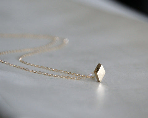 Diamond Necklace in a Tiny Gold Geometric Shape- Solid 10k Gold