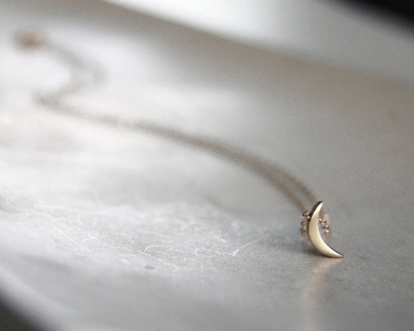 Gold Waning Crescent Moon Necklace