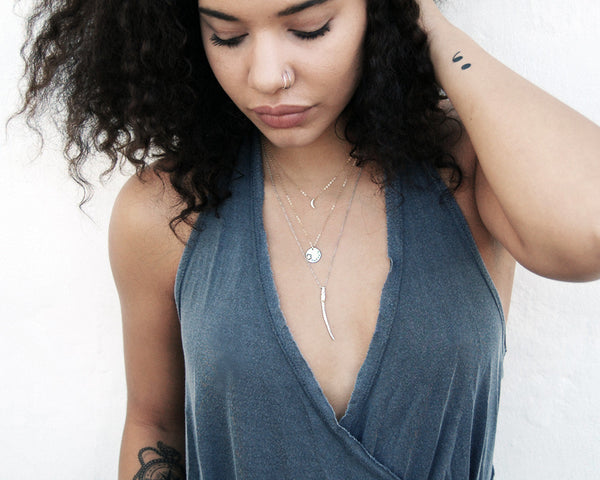 Gold Waning Crescent Moon Necklace