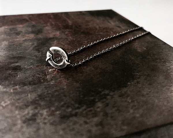 Rustic Handmade Letter Necklace- Initial Necklace in Oxidized Black or Sterling Silver