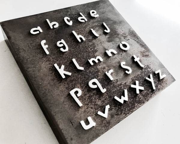 Rustic Handmade Letter Necklace- Initial Necklace in Oxidized Black or Sterling Silver