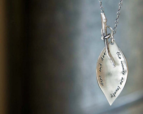 Lhea Necklace- Organic Leaf Necklace with Twig Toggle
