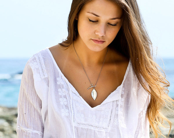 Lhea Necklace- Organic Leaf Necklace with Twig Toggle