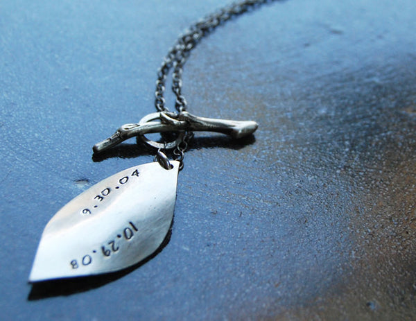 Lhea Necklace- Organic Leaf Necklace with Twig Toggle