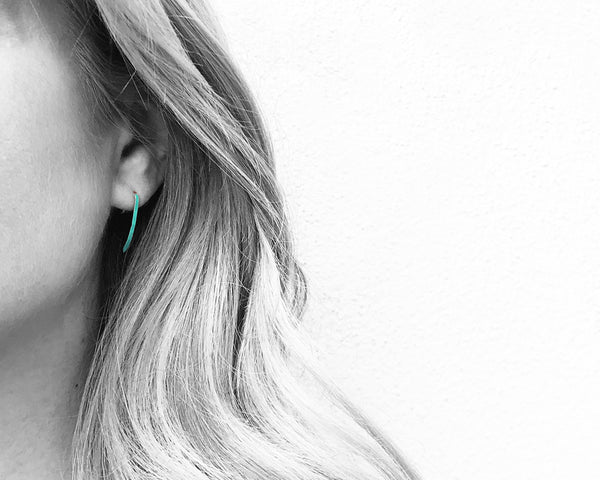 Wrire Threader Earrings custom size in Sterling Silver, Black or Turquoise