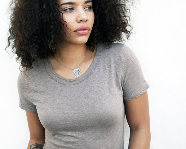 Guitar Pick with Lightning Bolt Necklace with Custom Words