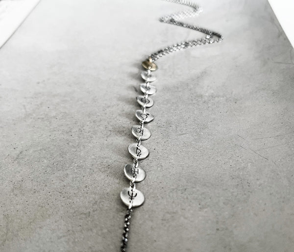 Planetary Symbols Solar System Vertical Necklace- Handmade with Unique Planet Symbols in Sterling Silver.