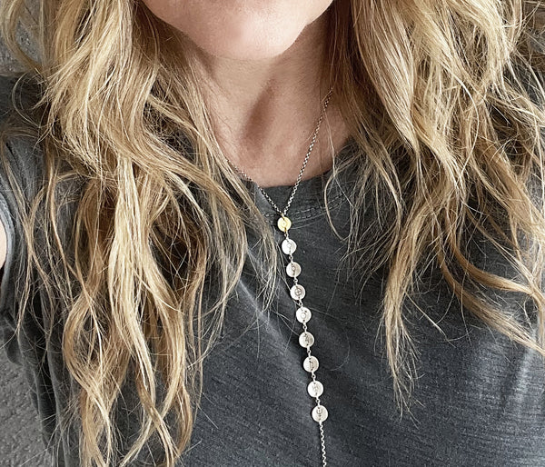 Planetary Symbols Solar System Vertical Necklace- Handmade with Unique Planet Symbols in Sterling Silver.