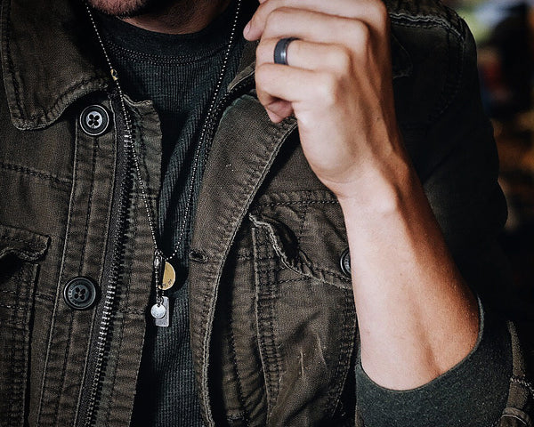 Discreet Double Dog Tag Rustic Personalized Necklace