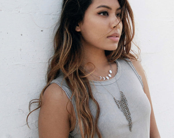 Mini Bad Moon Rising Necklace- Five Moon Phases