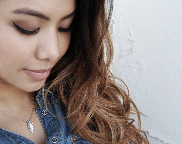 Modern Rustic Leaf Personalized Necklace