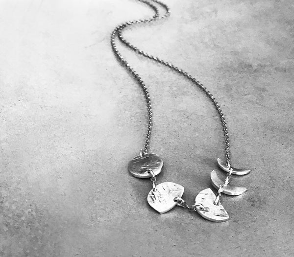 Mini Bad Moon Rising Necklace- Five Moon Phases