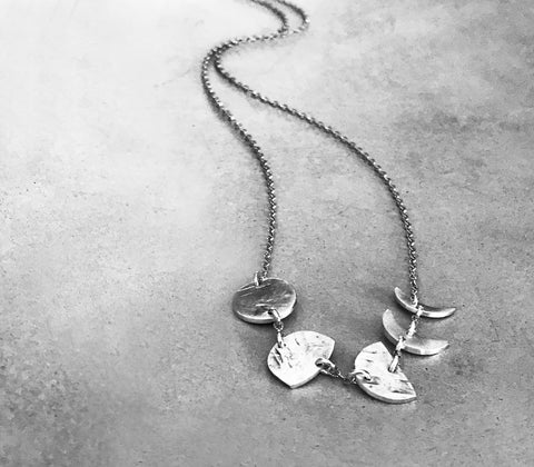 Mini Bad Moon Rising Necklace- Five Moon Phases