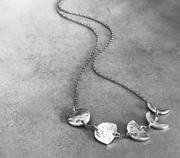 Mini Bad Moon Rising Necklace- Five Moon Phases