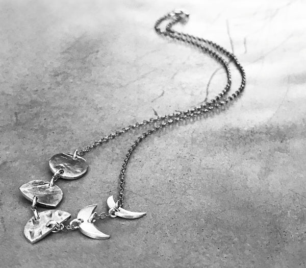 Mini Bad Moon Rising Necklace- Five Moon Phases