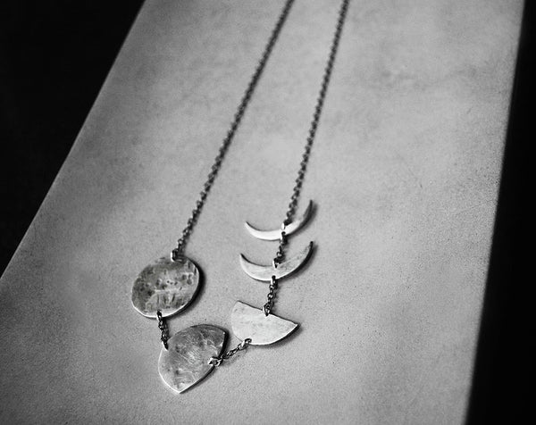 Moon Phase Necklace- Handcrafted Silver