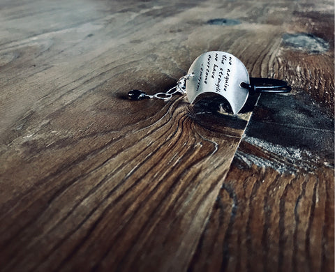Eclipse Quote Bracelet- Handcrafted Moon Bracelet in Brushed Sterling Silver- Custom Words