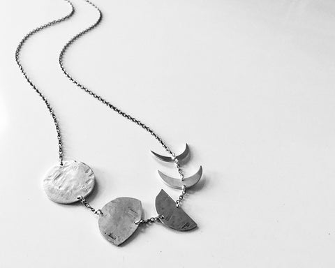 Moon Phases Necklace- Handcrafted Silver