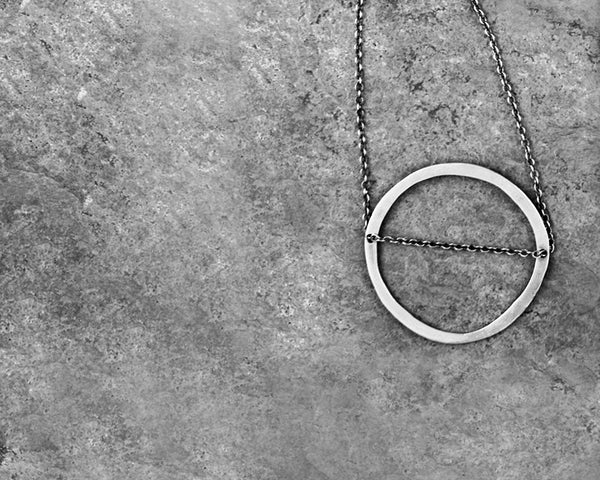 Orbit Necklace- Silver Imperfect Circle Shape