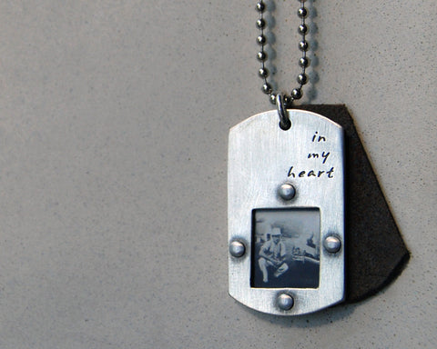 Alden Necklace- Men's Photo Dog Tags