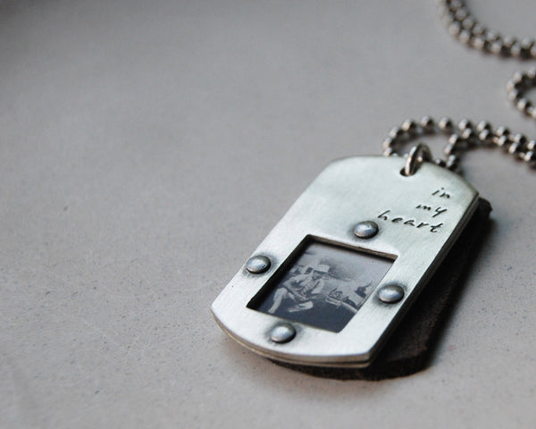 Alden Necklace- Men's Photo Dog Tags
