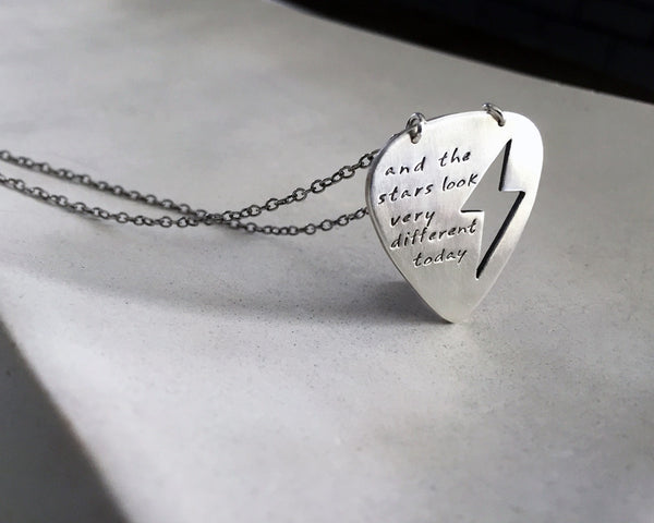 Guitar Pick with Lightning Bolt Necklace with Custom Words