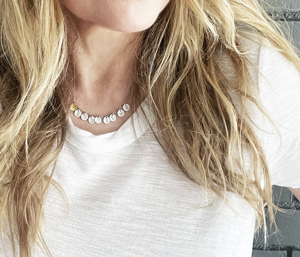 Planetary Symbols Solar System Necklace- Handmade with Unique Planet Symbols in Sterling Silver.